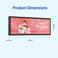 MinewTag 28.6 Inch IP65 Peralatan Periklanan Supermarket Layar LCD Digital Penuh Warna Video Strip untuk Penggunaan di Rak