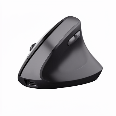 Trust Yuno Rechargeable Wireless Vertical Ergonomic Mouse 2.4GHz Arm/Tennis Elbow Prevention 800-2400 DPI 70% Recycled Plastic