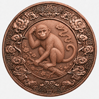 Médailles personnalisées avec logo, vente en gros, 12 animaux du zodiaque chinois, pièces de monnaie en cuivre pur 999, pièces commémoratives de 1 once pour cadeau souvenir