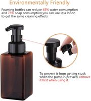 Distributeur de Savon Moussant Carré 450 ml 15 oz, Bouteille Pompe à Mousse en Plastique Rechargeable Ambrée pour Savon Liquide, Shampoing et Gel Douche