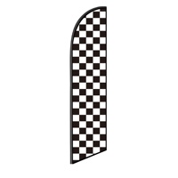 Drapeau de course classique en forme de goutte d'eau, imprimé sur mesure, 2,3 x 11,1 pieds, noir et blanc à carreaux, technique double face, motif voiture de course