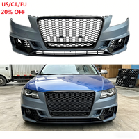 Pare-chocs avant style RS4 B9 avec calandre noire brillante en nid d'abeille pour Audi A4 S4 B8 2008-2012, kit carrosserie de mise à niveau B8 vers B9