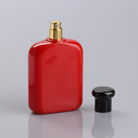 Botella de perfume vacía de cristal rojo con tapa de aluminio, 100ml