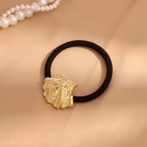 Bandes de cheveux élastiques noires avec des breloques d'animaux d'océan doré mignon alliage métal cheveux chouchous pour femmes enfants plage ton cheveux cravate - Product Image 5