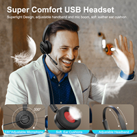 Headset USB Call Center dengan Mikrofon Peredam Kebisingan AI Ganda, Headphone Kantor Suara Surround 7.1 untuk Pekerjaan Jarak Jauh dan Pembelajaran Online