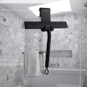 Raclette de douche en silicone noir avec crochet, <span class=keywords><strong>essuie</strong></span>-<span class=keywords><strong>glace</strong></span> pour vitres et outils de nettoyage pour sols/tables - Product Image 2