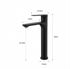 Vòi chậu rửa mặt bằng hợp kim kẽm đen cao cấp, nóng lạnh, lắp đặt trên mặt bàn, một lỗ - Product Image 4