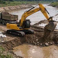 Excavatrice sur chenilles 24T 153kW avec pompe hydraulique Cummins Kawasaki, système d'admission d'air anti-colmatage, performances stables en zones poussiéreuses