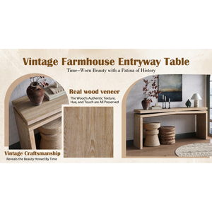 Rustic Solid Wood Veneer Console <b>Table</b> 65 Inch Long Farmhouse Entryway Sofa <b>Table</b> For Living Room Hallway Behind Couch - Product Image 5