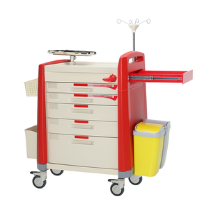 HOCHEY Tiroir médical en <span class=keywords><strong>plastique</strong></span> ABS <span class=keywords><strong>Colonne</strong></span> en alliage d'aluminium Chariot d'urgence Flotteur - Product Image 2