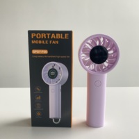Mini-ventilateur portable mignon rechargeable 5000 mAh avec affichage numérique 100 vitesses, couleur pastel et crochet – Idéal pour la vente en gros