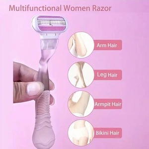 Women's Manual Razor Triple Blade Stainless Steel For Underarm And Leg Hair Removal 14.4cm With Replacement Heads - Product Image 4