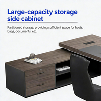 Juego de Silla de Oficina Profesional de Madera de Lujo con Gabinete Lateral y Cajonera para Archivos, Ecológico E1, de Alta Capacidad de Carga, Moderno, para Gerentes