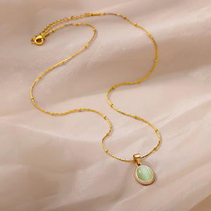 Chaîne de clavicule fine en acier inoxydable plaqué or 18 carats, étanche, avec zircon cubique œil de chat ovale, cadeau pour femme, bijoux tendance - Product Image 3