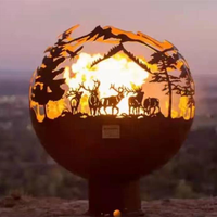 Boule en métal creuse, sphère de foyer en acier Corten