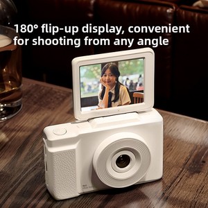 กล้องดิจิตอลสำหรับเด็กพร้อม 180 ฟังก์ชั่น °   หน้าจอพลิกได้ วิดีโอฟูลเอชดี ระบบปรับความงามด้วย AI ตัวเครื่องพลาสติก สีขาว - Product Image 1