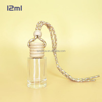 Bouteille de parfum de voiture en verre 6 ml avec logo personnalisé, vide, pour huiles essentielles, crèmes de soin, diffuseur d'air suspendu, bouchon en liège et capuchon en bois