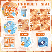 Juego de Artículos para Fiesta de Cumpleaños con Estampado de Huellas de Cachorro, Decoraciones Desechables con Temática Canina para Eventos Infantiles