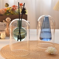 Diffuseur de parfum sans flamme en verre, vase à bâtonnets, forme irrégulière superposée, conteneur d'huile aromatique pour la maison, ornement de table
