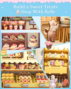3D Wooden Puzzle Bookend Bakery Shop LED Lighted Bear Treats Book Nook <b>Kit</b> for <b>DIY</b> Craft & Foodie Gifts - Product Image 2