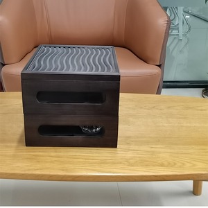 Caja de almacenamiento para juego de té de estilo chino, organizador de escritorio apilable de doble capa de bambú para gabinete de almacenamiento de tazas de té - Product Image 4