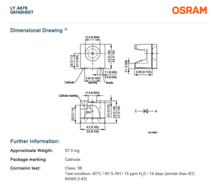 Meilleur prix pour les LED SMD OSRAM LY A676-R1S2-26-Z 550lm 20mA, couleur unique, jaune 587nm, garantie 3 ans, durée de vie 50000 heures - Product Image 6
