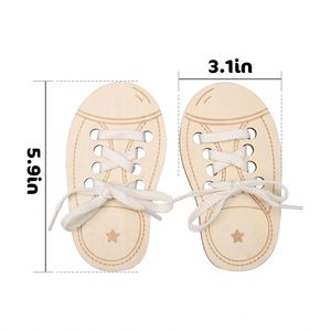 Early Learning Threading Lacing Shoes Toy Wood Shoe Tying <b>Board</b> - Product Image 1