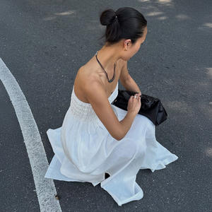 <span class=keywords><strong>Robe</strong></span> tube décontractée transfrontalière en coton antistatique, coupe trapèze, style européen et américain, nouvelle collection été 2026, bandeau de vacances plissé, taille haute - Product Image 4