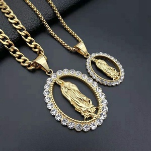 Joyería Unisex al por Mayor, Colgante de Virgen María en Acero Inoxidable Chapado en Oro - Product Image 1