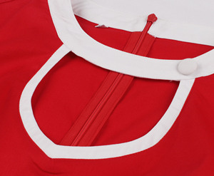 Short Sleeve Cotton Elegant <strong>Red</strong> Dress AT2235 Solid Color Summer 50s 60s Retro Vintage Dresses Robe Femme - Product Image 4