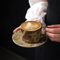 Tasse à café jetable en céramique rétro japonaise en grès avec design japonais lavable au lave-vaisselle et au micro-ondes pour les cadeaux publicitaires à l'extérieur