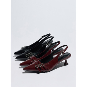 QuiteS Verano 2026, Nuevos Tacones Altos <span class=keywords><strong>con</strong></span> Punta en Pico, Talla Grande, Estilo Francés, <span class=keywords><strong>con</strong></span> Correa Trasera, Cerrados, Estilo Hada - Product Image 1
