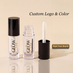 Tube <span class=keywords><strong>de</strong></span> brillant à lèvres rond à étiquette privée, noir, blanc, argent, métallique, plastique, double paroi avec applicateur épais - Product Image 4