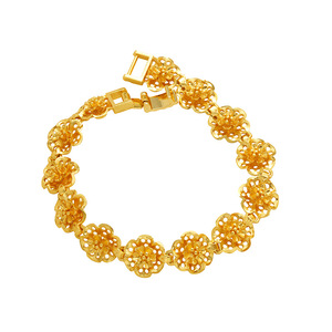 Bracciale con ciondolo a forma di peonia in stile etnico vietnamita, placcato oro 24K, in ottone, per l'autunno, con peonia 3D rigida, portafortuna, per donne e ragazze - Product Image 5