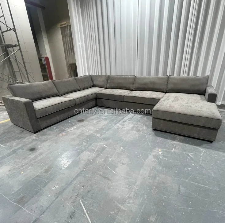 Muebles minimalistas de lujo para el hogar, conjunto de sofás y sillas seccionales en U de tela para sala de estar, estilo americano