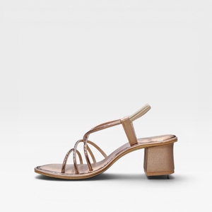 Women's Metallic Patent Leather Strappy Heeled <b>Sandals</b> Square Toe Block Heel Slip-On Elegant Summer Footwear Wear Casual Fashion - Product Image 4