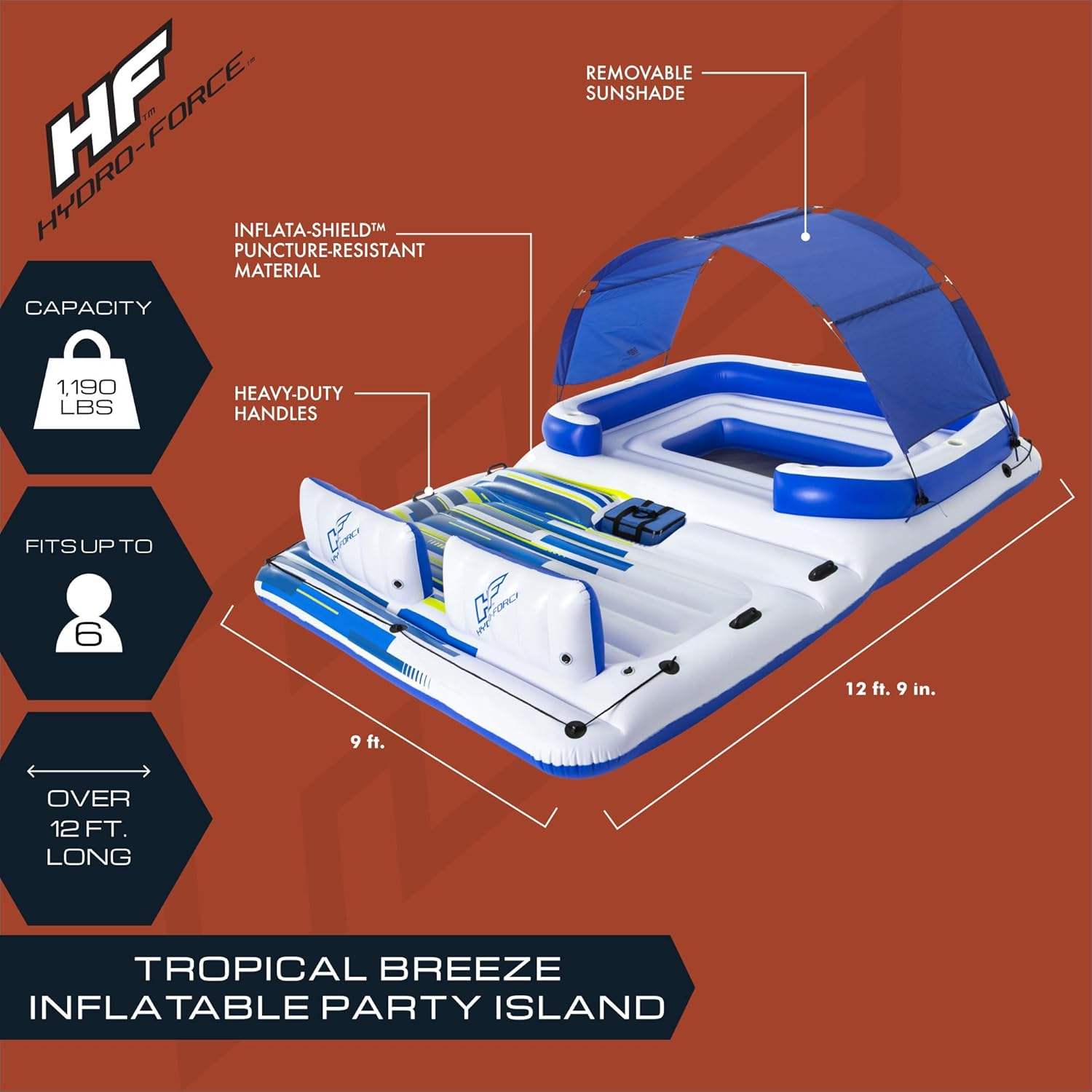 Hydro-force Tropical Breeze 6-Person Inflatable Party Island