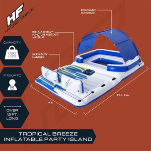 Thủy lực nhiệt đới gió 6-người Inflatable bên đảo nước Float Lounger 6 cốc chủ sở hữu tựa lưng có thể tháo rời mặt trời - Product Image 2