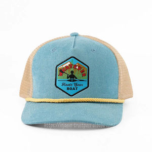 หมวกแก๊ปทรูเกอร์ผ้าตาข่าย5แผงสำหรับทุกเพศงานปักผ้าลูกฟูกพร้อมเชือกลูกฟูกหมวกทรูเกอร์3D ตามสั่ง - Product Image 1