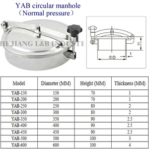 Listo para enviar: Tapa de registro L&B <span class=keywords><strong>YAB</strong></span> SS316L con conexión de abrazadera para presión normal, 400x400mm, para camión cisterna - Product Image 6