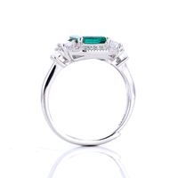 18k Glod Design Classique Émeraude 2.199ct Femmes Full Pave Asscher Cut Diamond Eternity 9k Gold Finger Ring