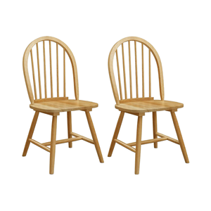 Ensemble de 2 chaises de salle à manger en bois <span class=keywords><strong>Giantex</strong></span>, pieds en bois massif Windsor, dossier haut, barres transversales en forme de H, style vintage campagnard - Product Image 2