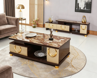 Meuble TV moderne, table basse en verre, ensemble de meubles de salon avec plateau en verre, vente en gros de meubles de maison de luxe, 3 tiroirs de rangement