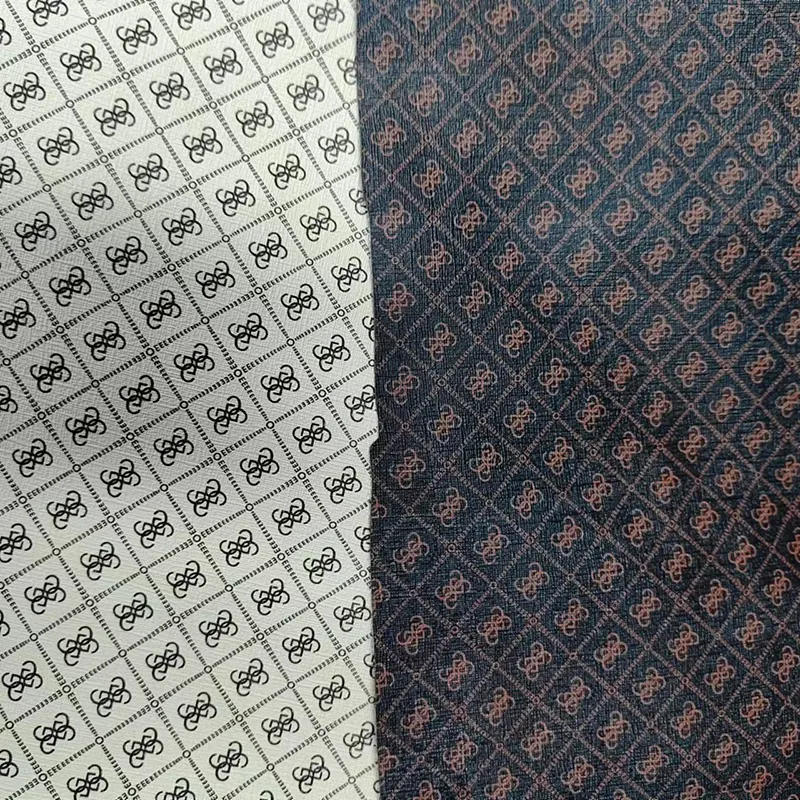 0.5mm Mesh Backing Printed PVC Synthetic Leather for Bag and Luggage Flower Print Faux Leather