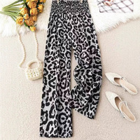 Pantalon large à imprimé léopard pour femmes occidentales 2026, pantalon à jambes larges, pantalon pour femmes à taille élastique, imprimé guépard