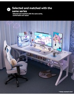 Ensemble table et chaise de jeu YOUTAI en métal blanc pur en forme de C, bureau d'ordinateur polyvalent pour la maison, e-sport, élégant et de style exécutif