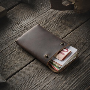 Vegetable-Tanned Crazy Horse Genuine Leather Wallet for Men Slim Minimalist Card Holder Wallet - Product Image 6