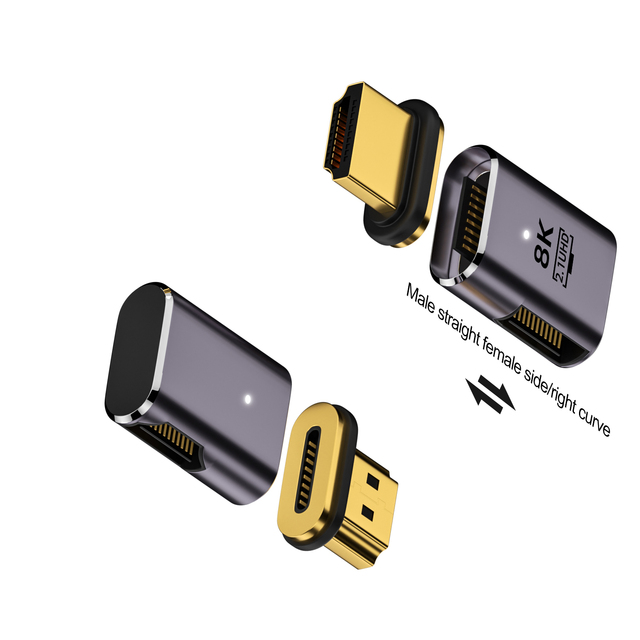 8K HDMI-Compatible 2.1 Magnetic Adapter HDMI-Compatible Magnetic Connector Male to Female 8K/60Hz 4K/120Hz for HDTV Laptop