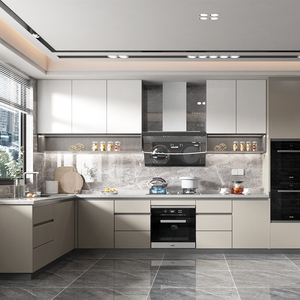 Mobili da Cucina Grigi Laccati Lucidi Personalizzati, Set Moderno di Cucina Modulare con Isola, Lussuosi Gabinetes De Cocina - Product Image 4