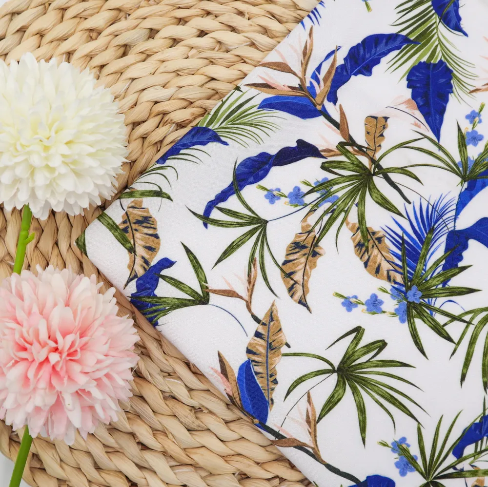 Tela estampada de Estilo Hawaiano para ropa, tejido tropical con diseño personalizado de la isla del pacific, para camisas